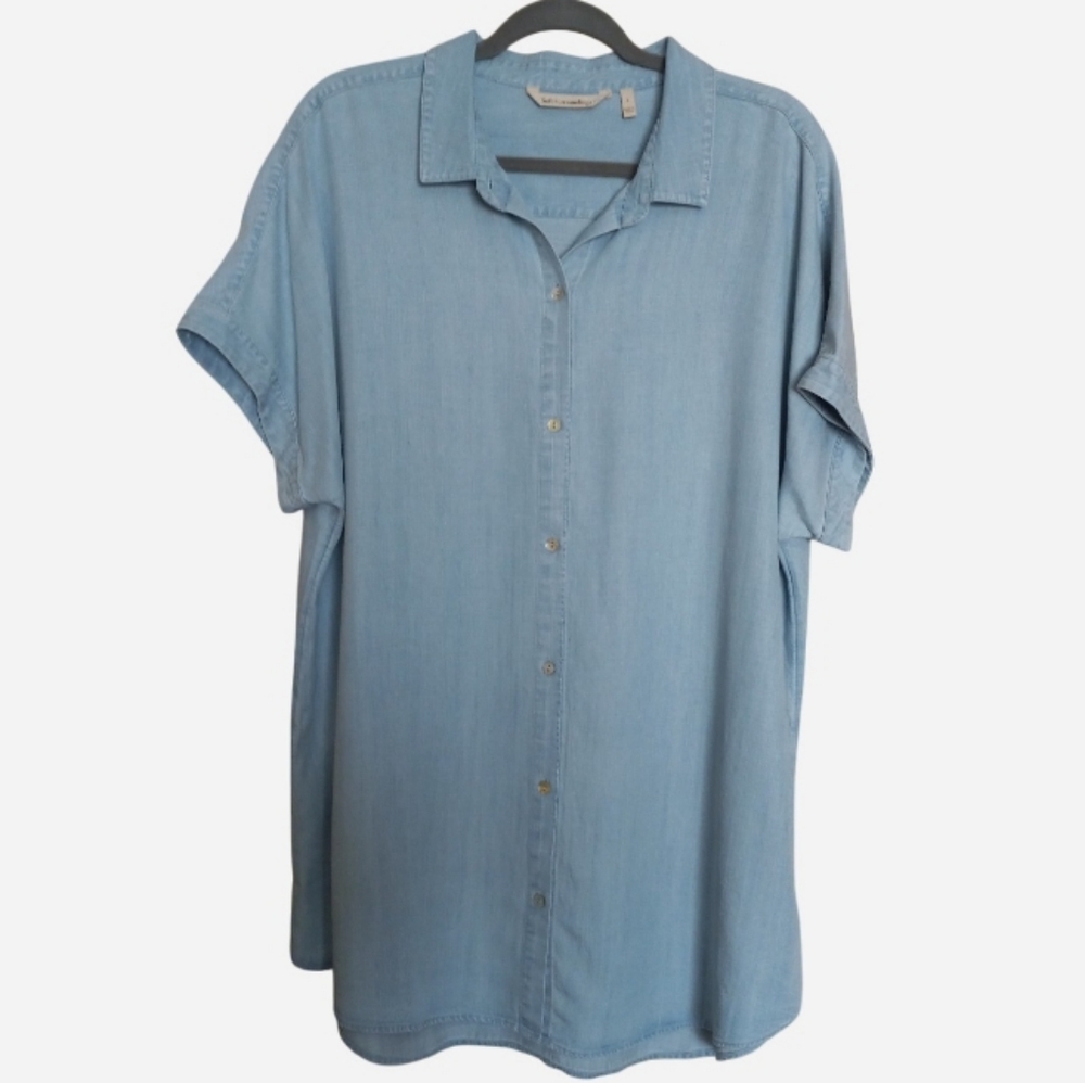 Soft Surroundings Je Veux Tencel Lyocell Light Denim Tunic Shirt